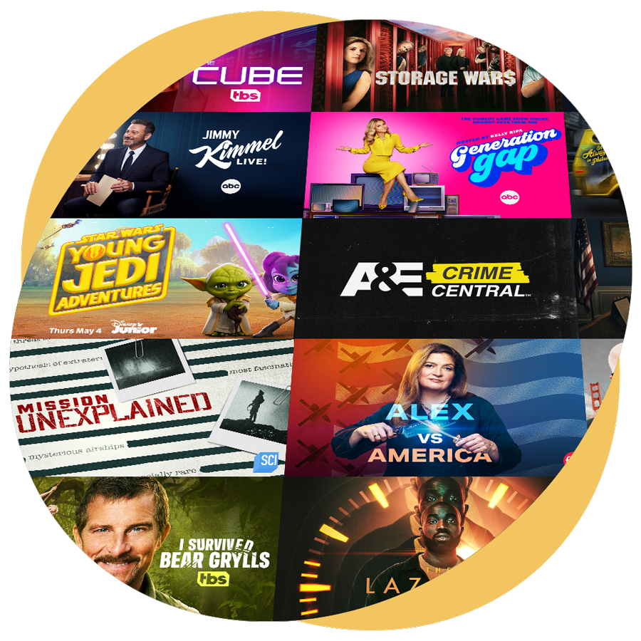 Assorted thumbnails showcasing popular TV shows